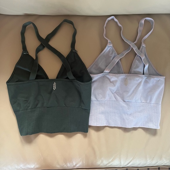 FP Movement by Free People Green and Purple Sports Bras Criss-Cross Design - Picture 2 of 2